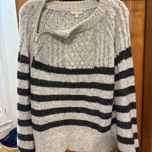 Mystree Gray and Black Striped Cowl Sweater